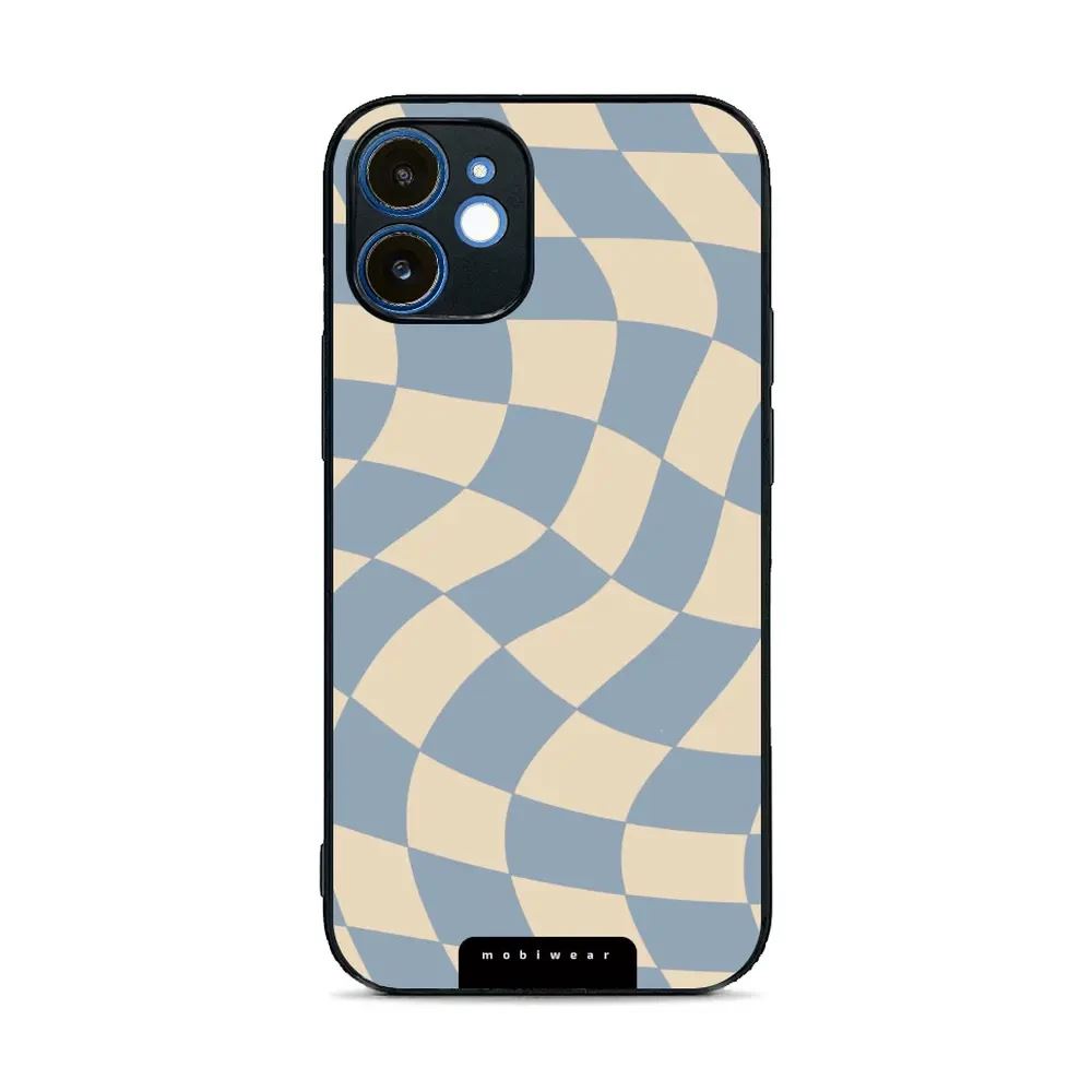 Lesklý kryt Mobiwear Glossy - Apple iPhone 12 - GA59G Modrá a béžová šachovnice