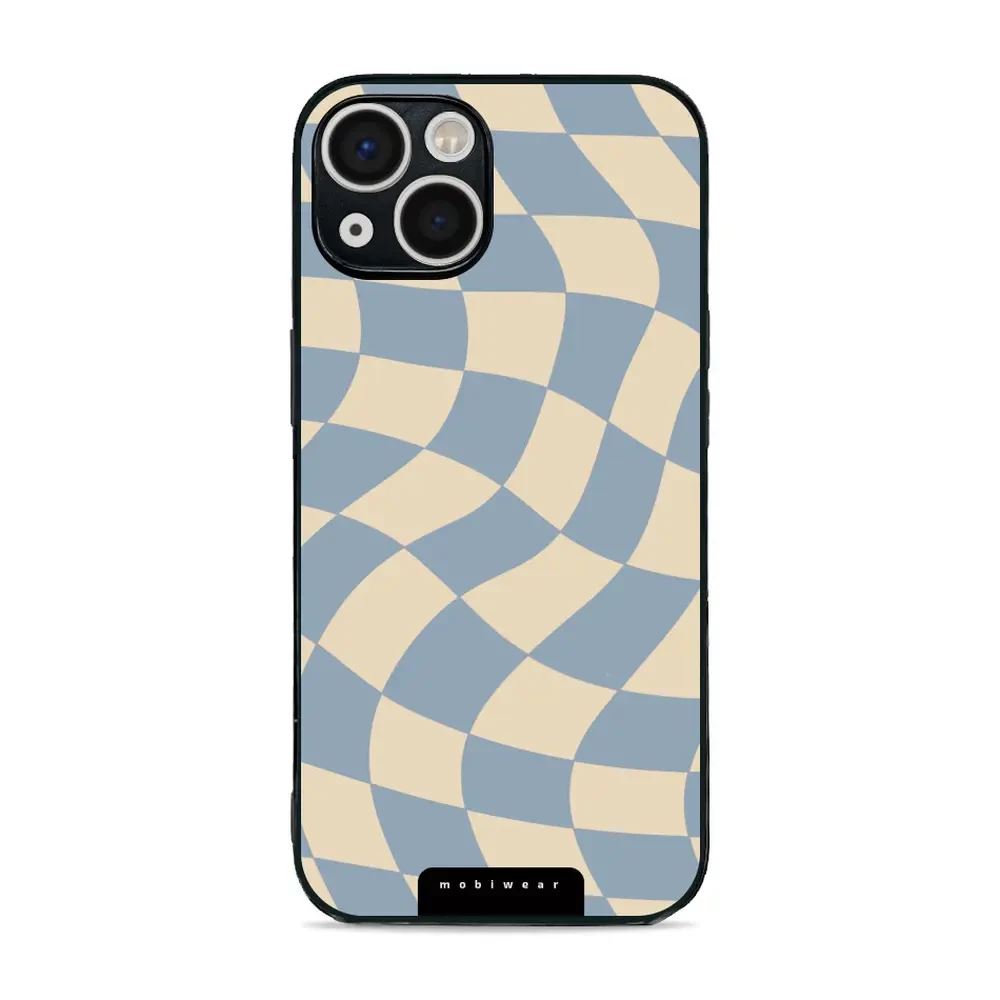 Lesklý kryt Mobiwear Glossy - Apple iPhone 13 - GA59G Modrá a béžová šachovnice