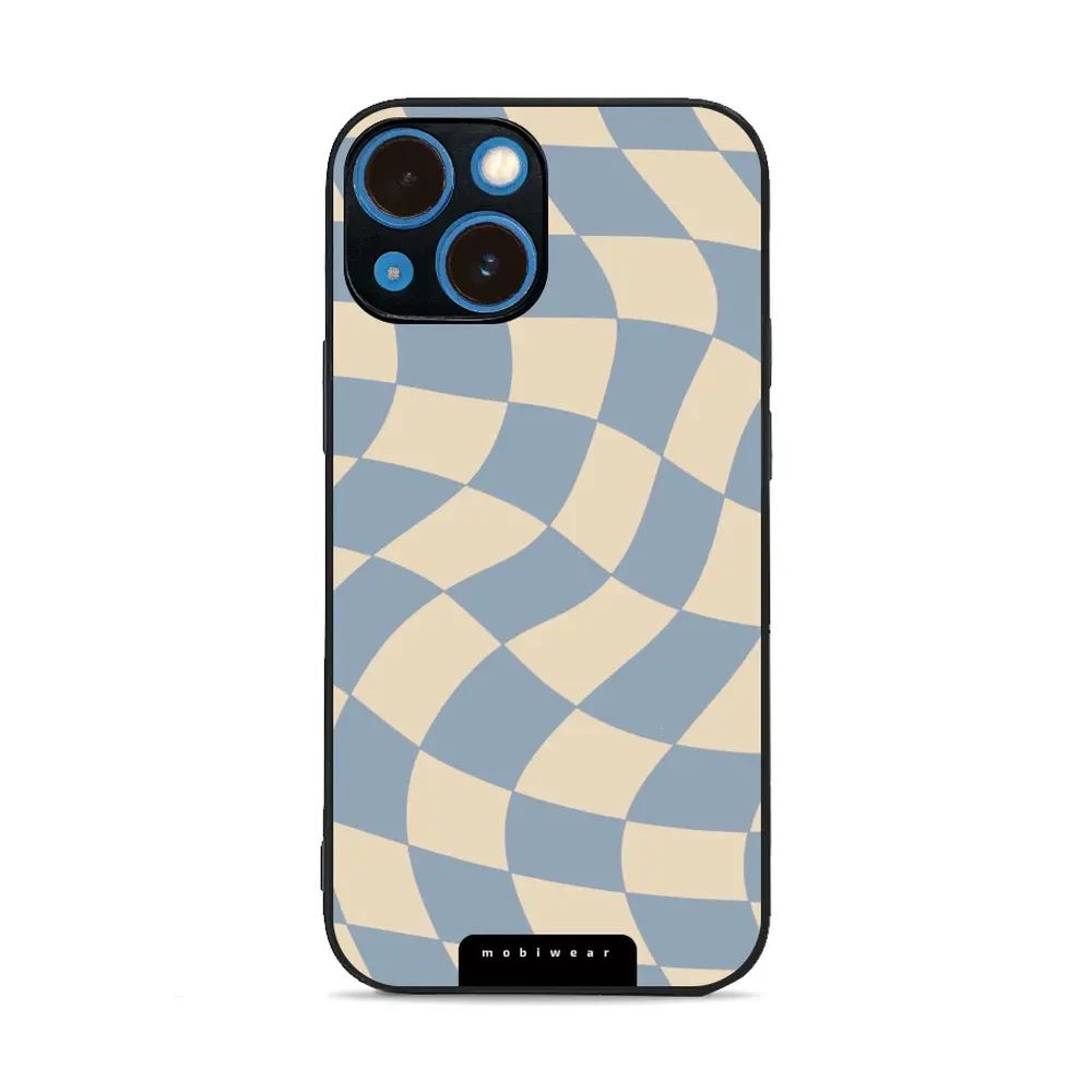 Lesklý kryt Mobiwear Glossy - Apple iPhone 13 Mini - GA59G Modrá a béžová šachovnice