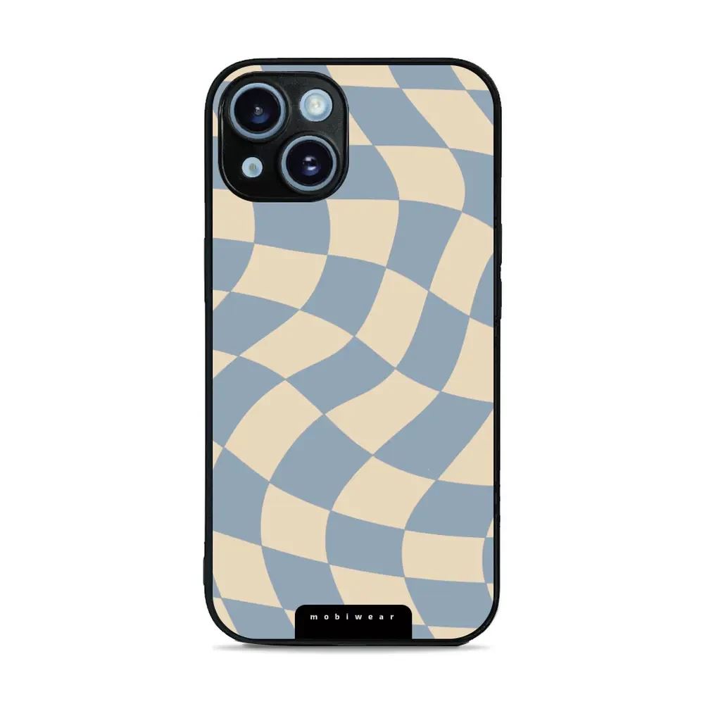 Lesklý kryt Mobiwear Glossy - Apple iPhone 14 - GA59G Modrá a béžová šachovnice
