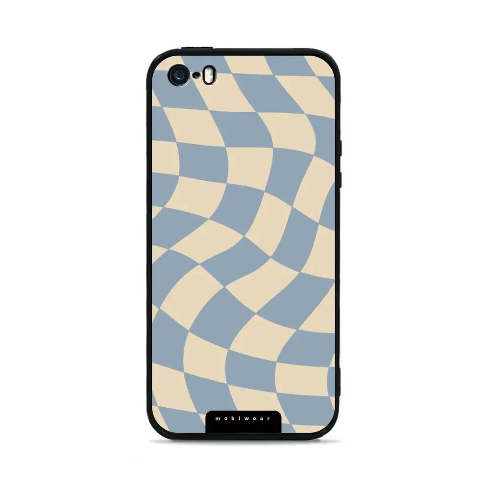 Lesklý kryt Mobiwear Glossy - Apple iPhone 5 / 5S / SE - GA59G Modrá a béžová šachovnice