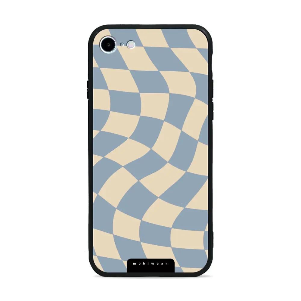 Lesklý kryt Mobiwear Glossy - Apple iPhone 7 / 8 / SE 2020 / SE 2022 - GA59G Modrá a béžová šachovnice