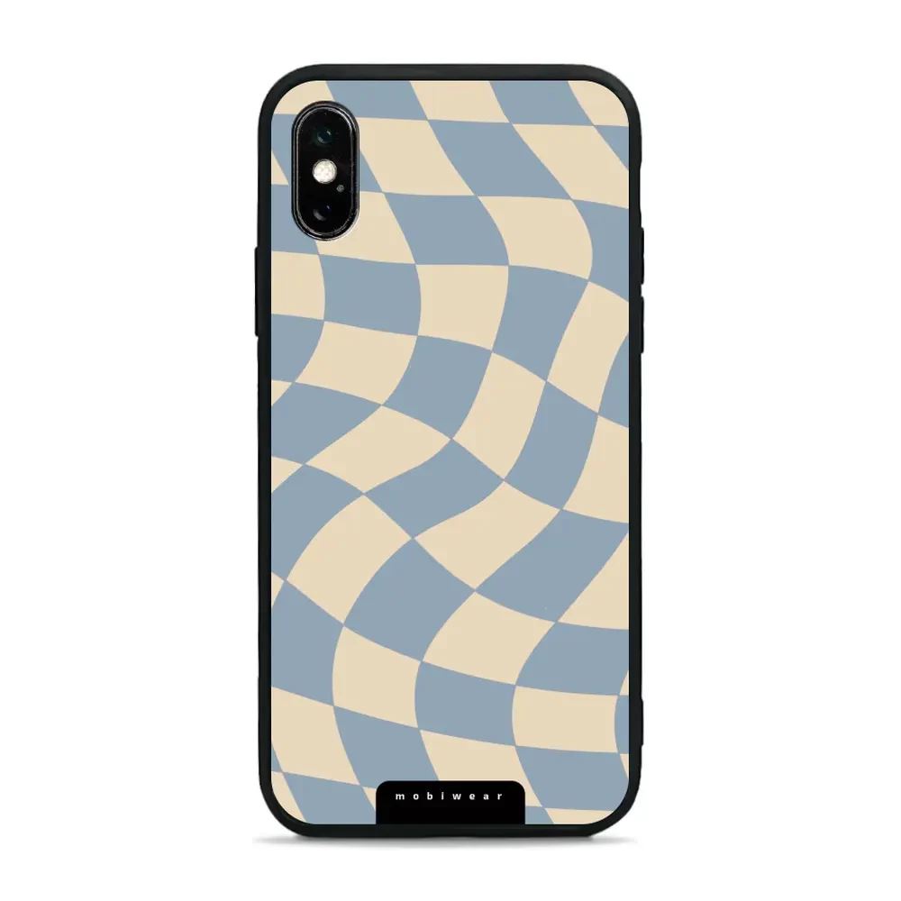 Lesklý kryt Mobiwear Glossy - Apple iPhone X / XS - GA59G Modrá a béžová šachovnice