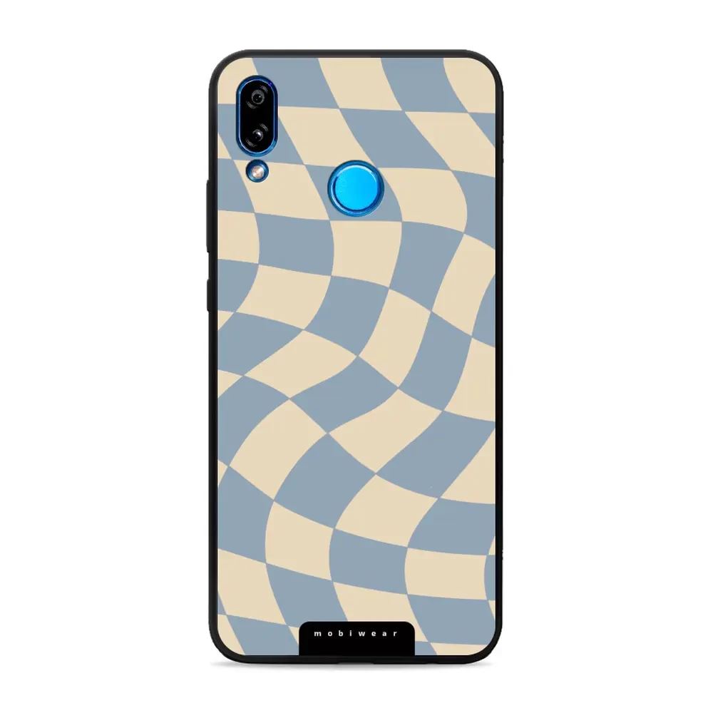 Lesklý kryt Mobiwear Glossy - Huawei P20 Lite - GA59G Modrá a béžová šachovnice