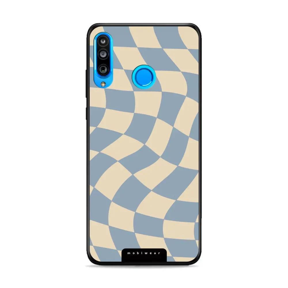 Lesklý kryt Mobiwear Glossy - Huawei P30 Lite - GA59G Modrá a béžová šachovnice