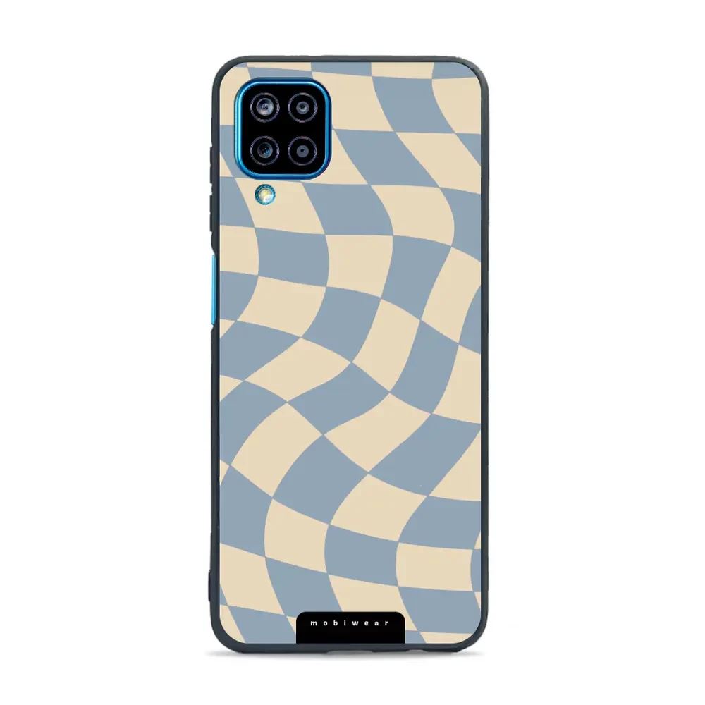 Lesklý kryt Mobiwear Glossy - Samsung Galaxy A12 / M12 - GA59G Modrá a béžová šachovnice