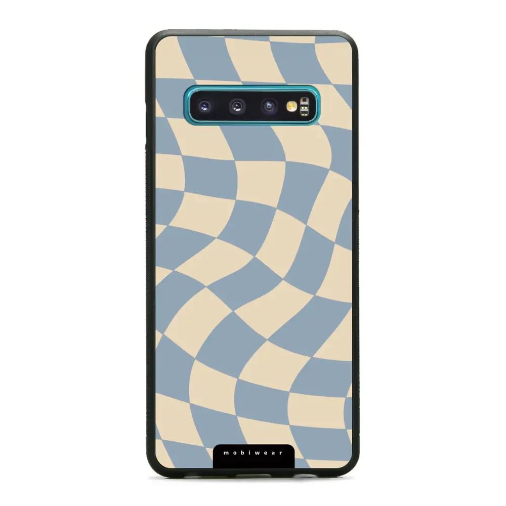 Lesklý kryt Mobiwear Glossy - Samsung Galaxy S10 - GA59G Modrá a béžová šachovnice