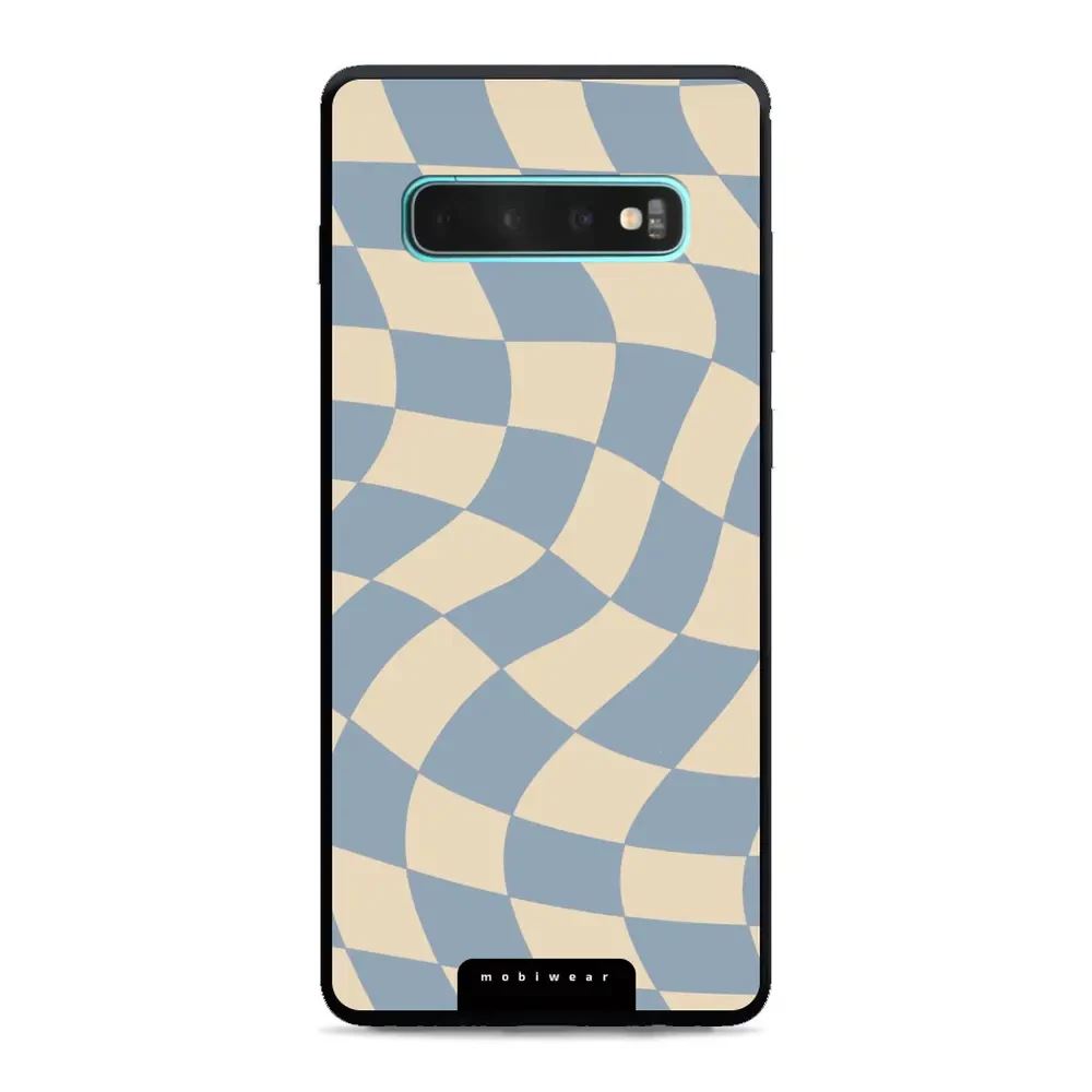 Lesklý kryt Mobiwear Glossy - Samsung Galaxy S10 Plus - GA59G Modrá a béžová šachovnice