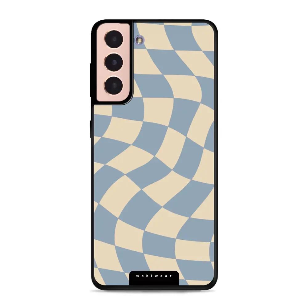 Lesklý kryt Mobiwear Glossy - Samsung Galaxy S21 - GA59G Modrá a béžová šachovnice