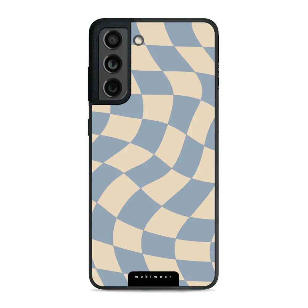 Lesklý kryt Mobiwear Glossy - Samsung Galaxy S21 FE - GA59G Modrá a béžová šachovnice