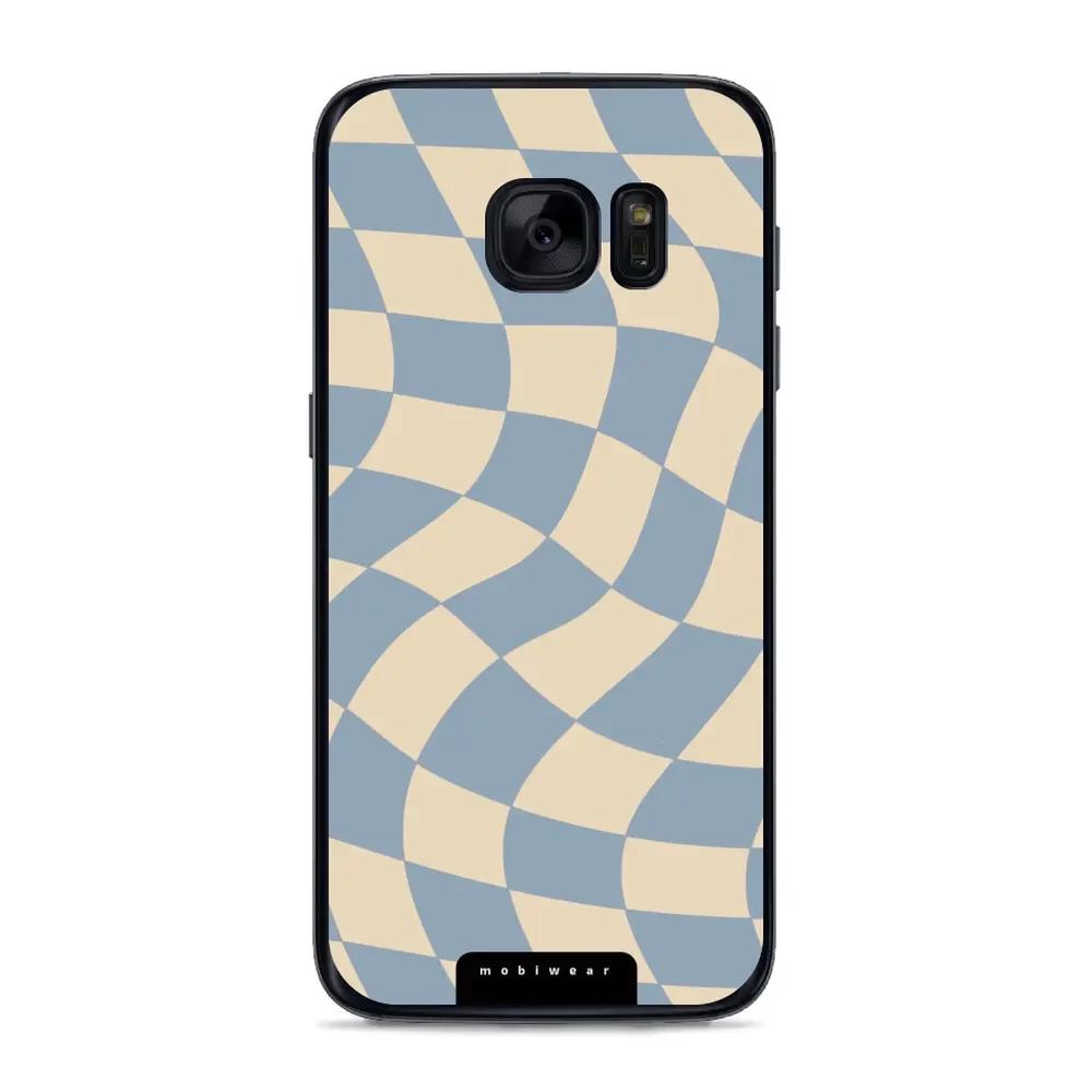 Lesklý kryt Mobiwear Glossy - Samsung Galaxy S7 - GA59G Modrá a béžová šachovnice
