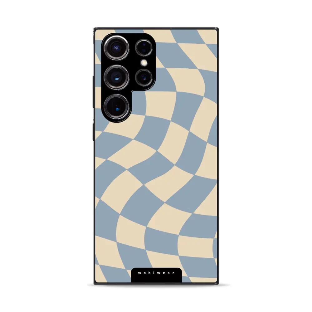 Lesklý kryt Mobiwear Glossy - Samsung Galaxy S23 Ultra - GA59G Modrá a béžová šachovnice