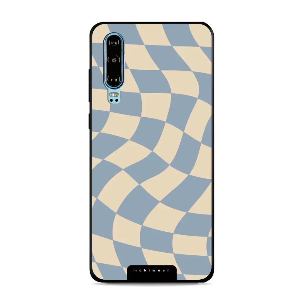 Lesklý kryt Mobiwear Glossy - Huawei P30 - GA59G Modrá a béžová šachovnice