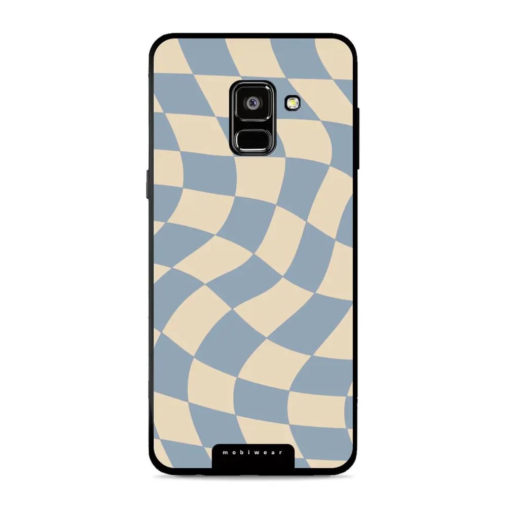 Lesklý kryt Mobiwear Glossy - Samsung Galaxy A8 2018 - GA59G Modrá a béžová šachovnice