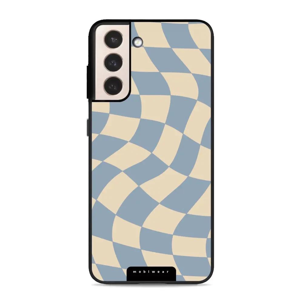 Lesklý kryt Mobiwear Glossy - Samsung Galaxy S21 Plus - GA59G Modrá a béžová šachovnice