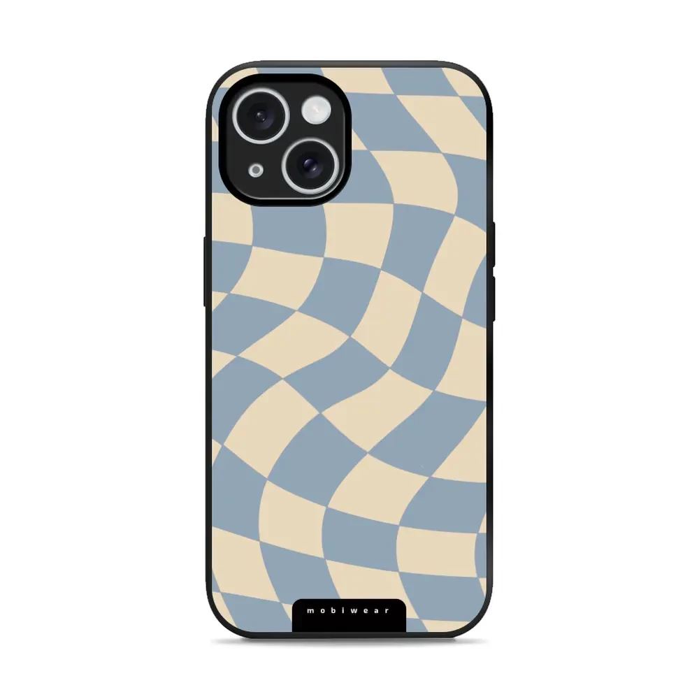 Lesklý kryt Mobiwear Glossy - Apple iPhone 15 - GA59G Modrá a béžová šachovnice
