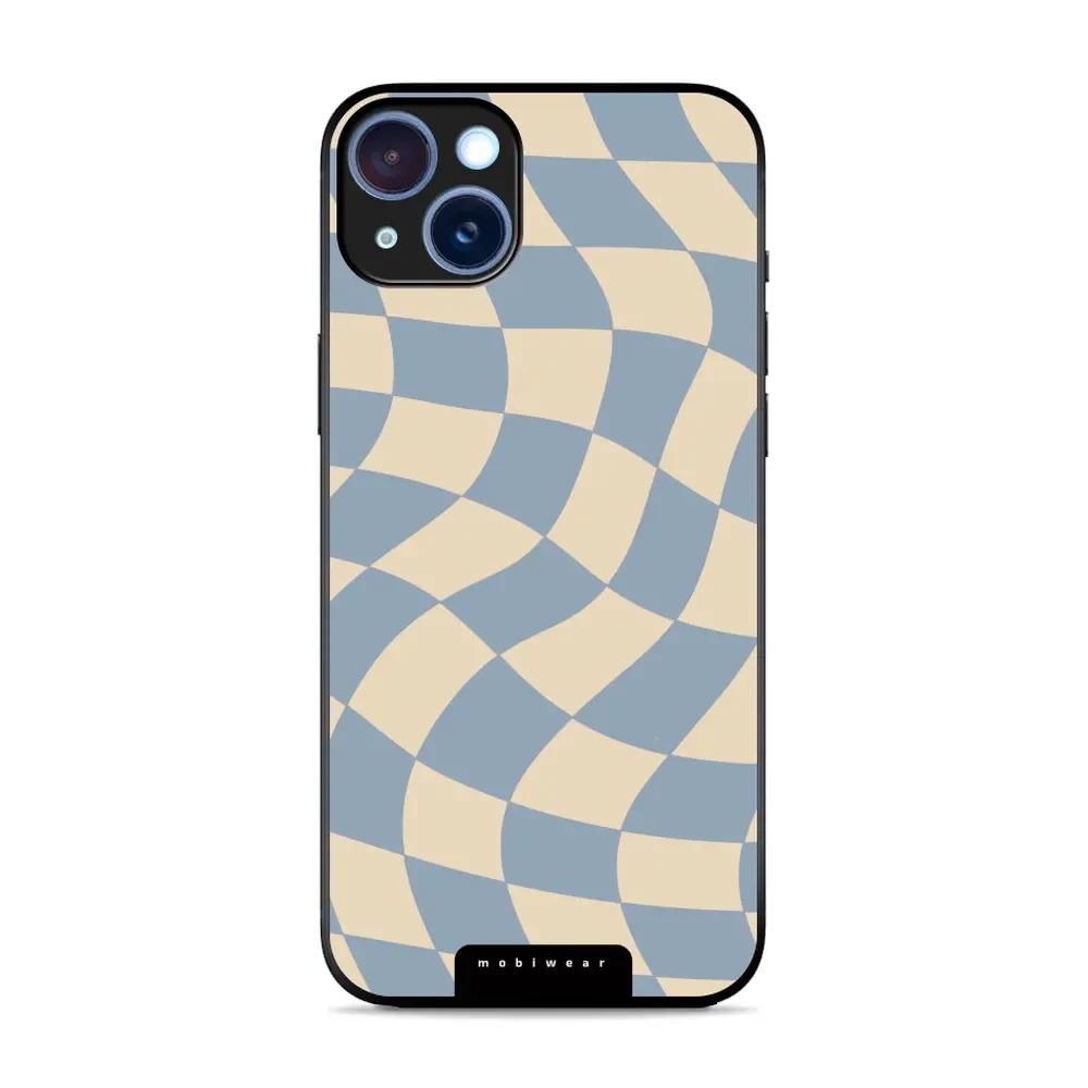 Lesklý kryt Mobiwear Glossy - Apple iPhone 15 Plus - GA59G Modrá a béžová šachovnice