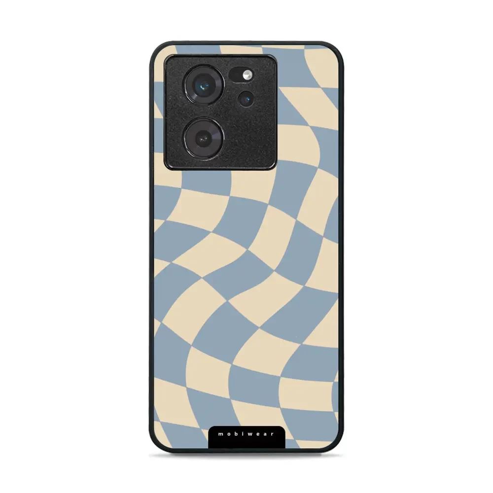 Lesklý kryt Mobiwear Glossy - Xiaomi 13T / 13T Pro - GA59G Modrá a béžová šachovnice