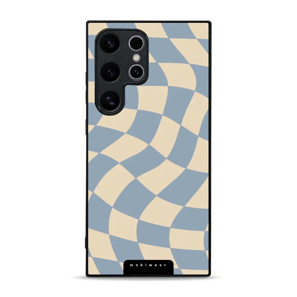 Lesklý kryt Mobiwear Glossy - Samsung Galaxy S24 Ultra - GA59G Modrá a béžová šachovnice