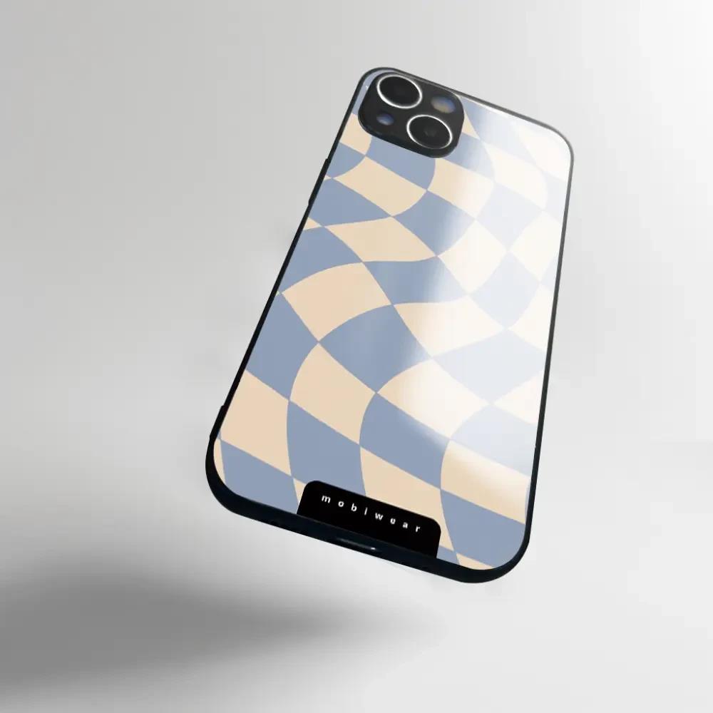 Lesklý kryt Mobiwear Glossy - Samsung Galaxy S21 Plus - GA59G Modrá a béžová šachovnice