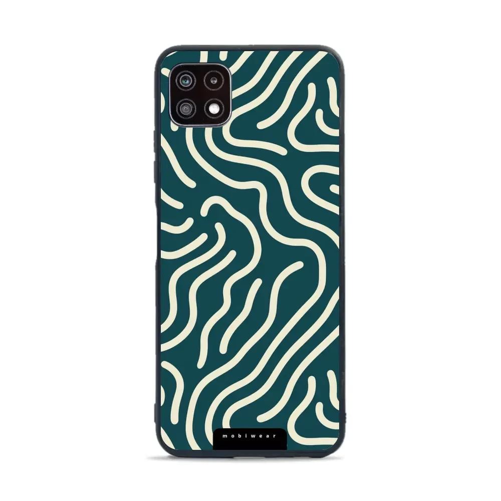 Lesklý kryt Mobiwear Glossy - Samsung Galaxy A22 5G - GA61G Béžové linky - VÝPRODEJ
