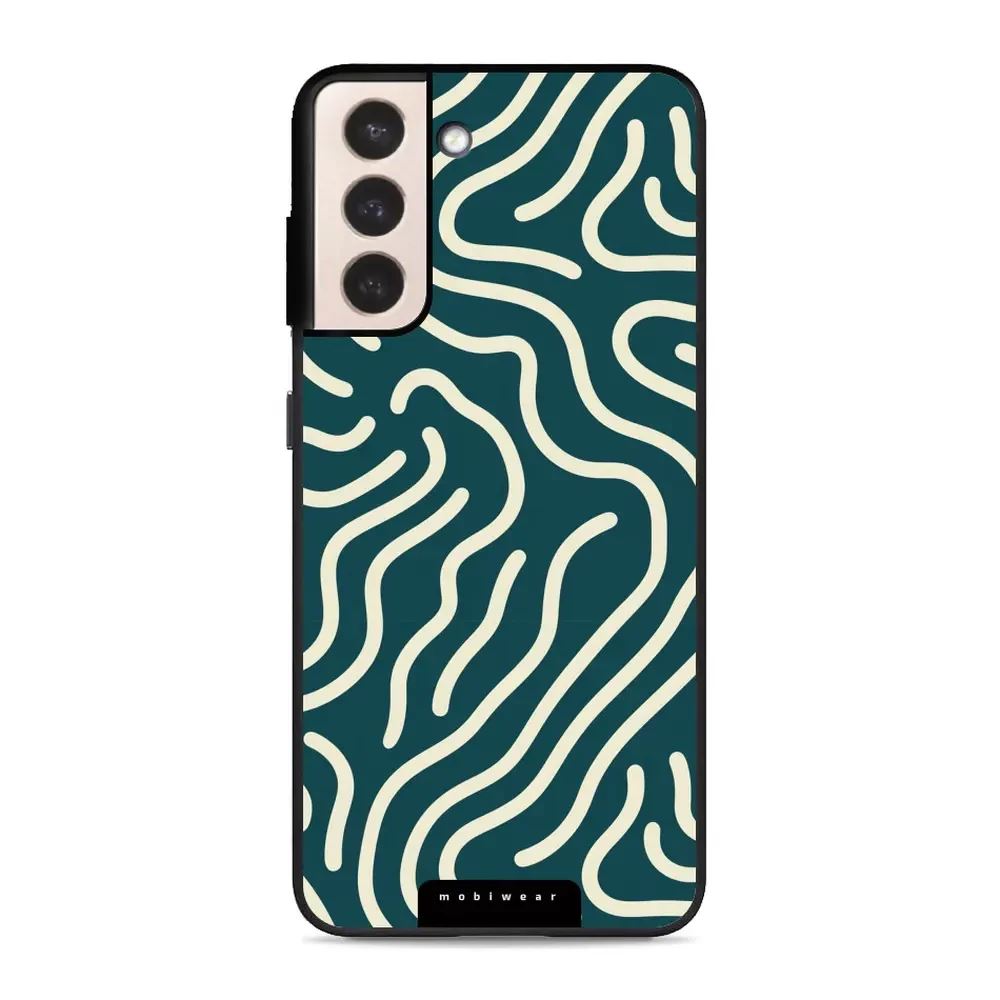 Lesklý kryt Mobiwear Glossy - Samsung Galaxy S21 Plus - GA61G Béžové linky - VÝPRODEJ