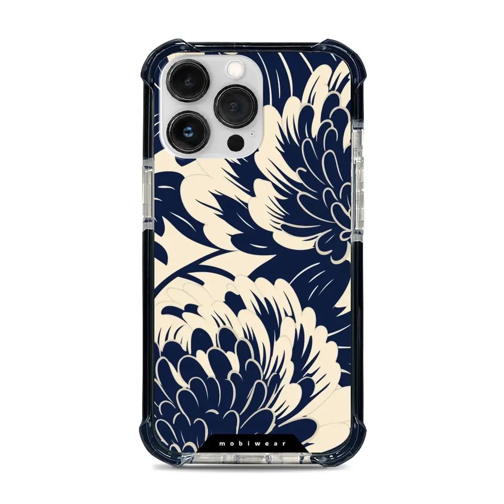 Odolný obal Mobiwear MagSafe Elite Bumper - Apple iPhone 13 Pro - DA40D Modré a béžové květy
