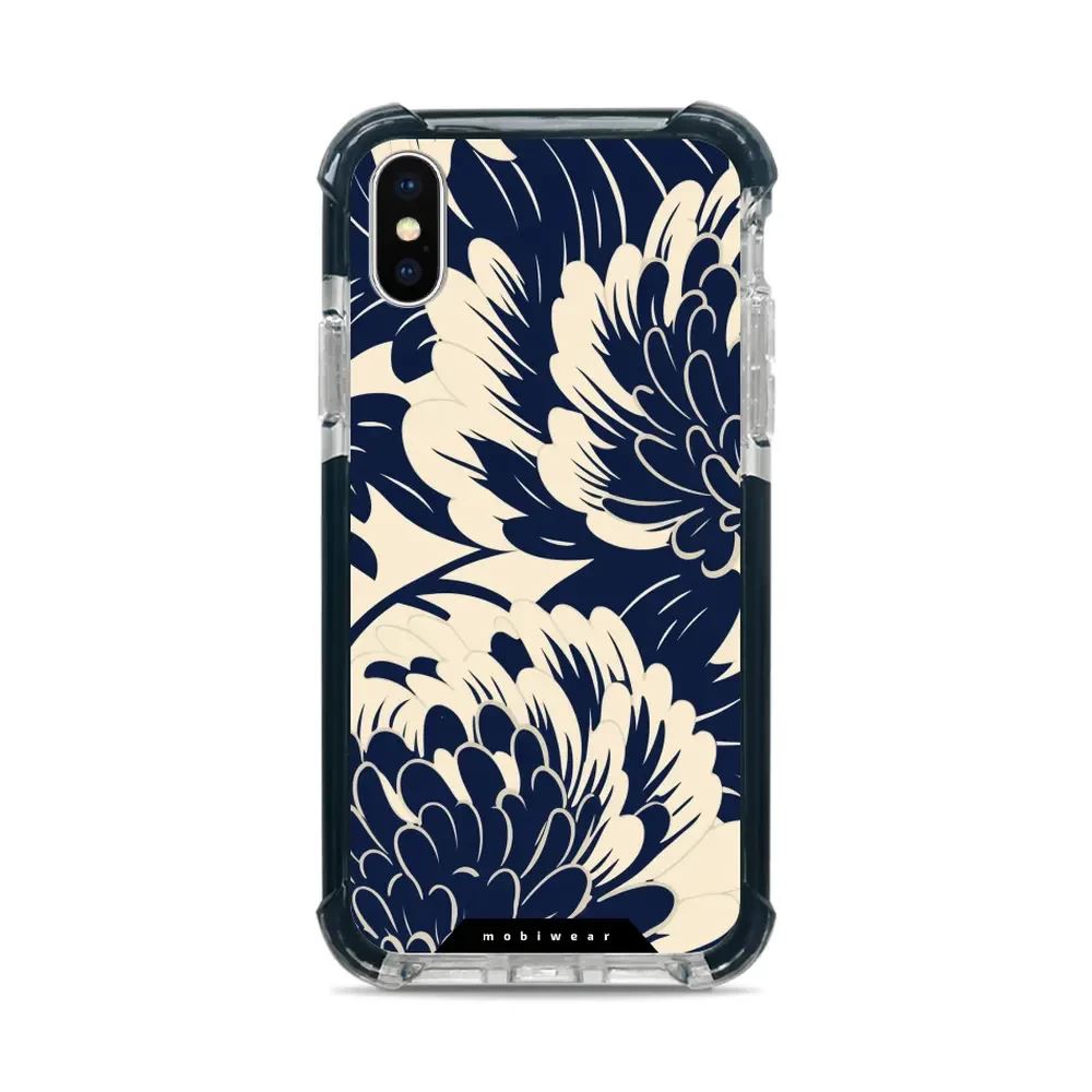 Odolný obal Mobiwear MagSafe Elite Bumper - Apple iPhone X / XS - DA40D Modré a béžové květy