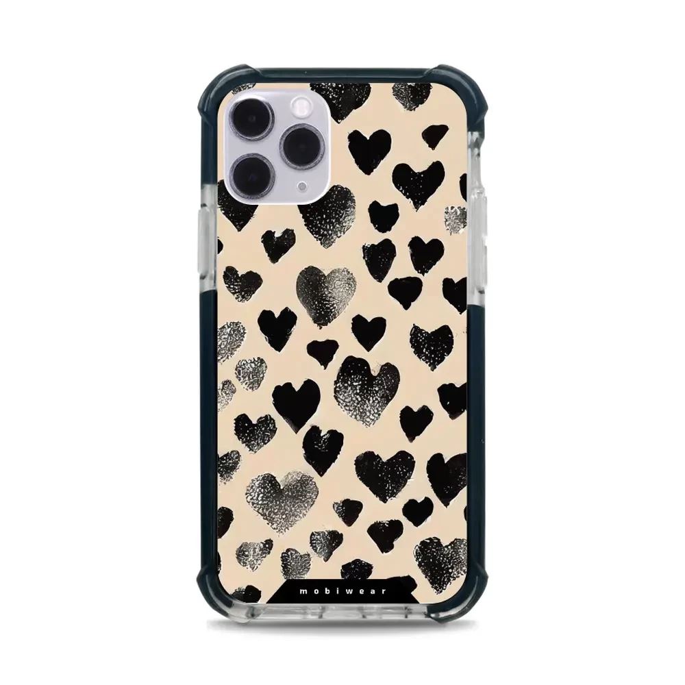 Odolný obal Mobiwear MagSafe Elite Bumper - Apple iPhone 11 Pro - DA51D Černá srdíčka