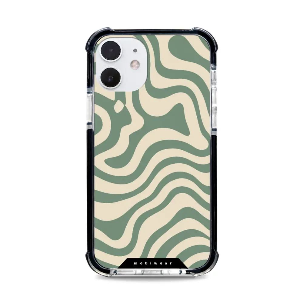 Odolný obal Mobiwear MagSafe Elite Bumper - Apple iPhone 12 / 12 Pro - DA57D Zelené a béžové zkrouceniny