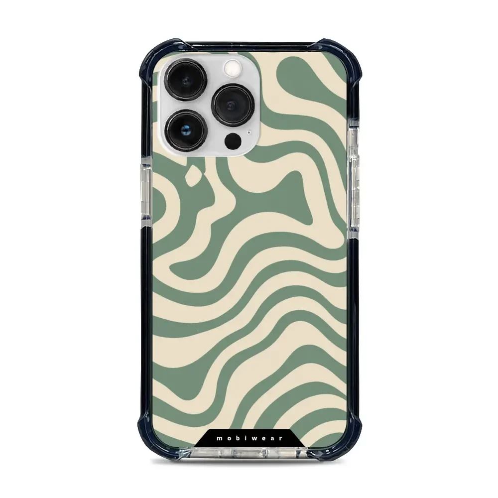 Odolný obal Mobiwear MagSafe Elite Bumper - Apple iPhone 13 Pro - DA57D Zelené a béžové zkrouceniny