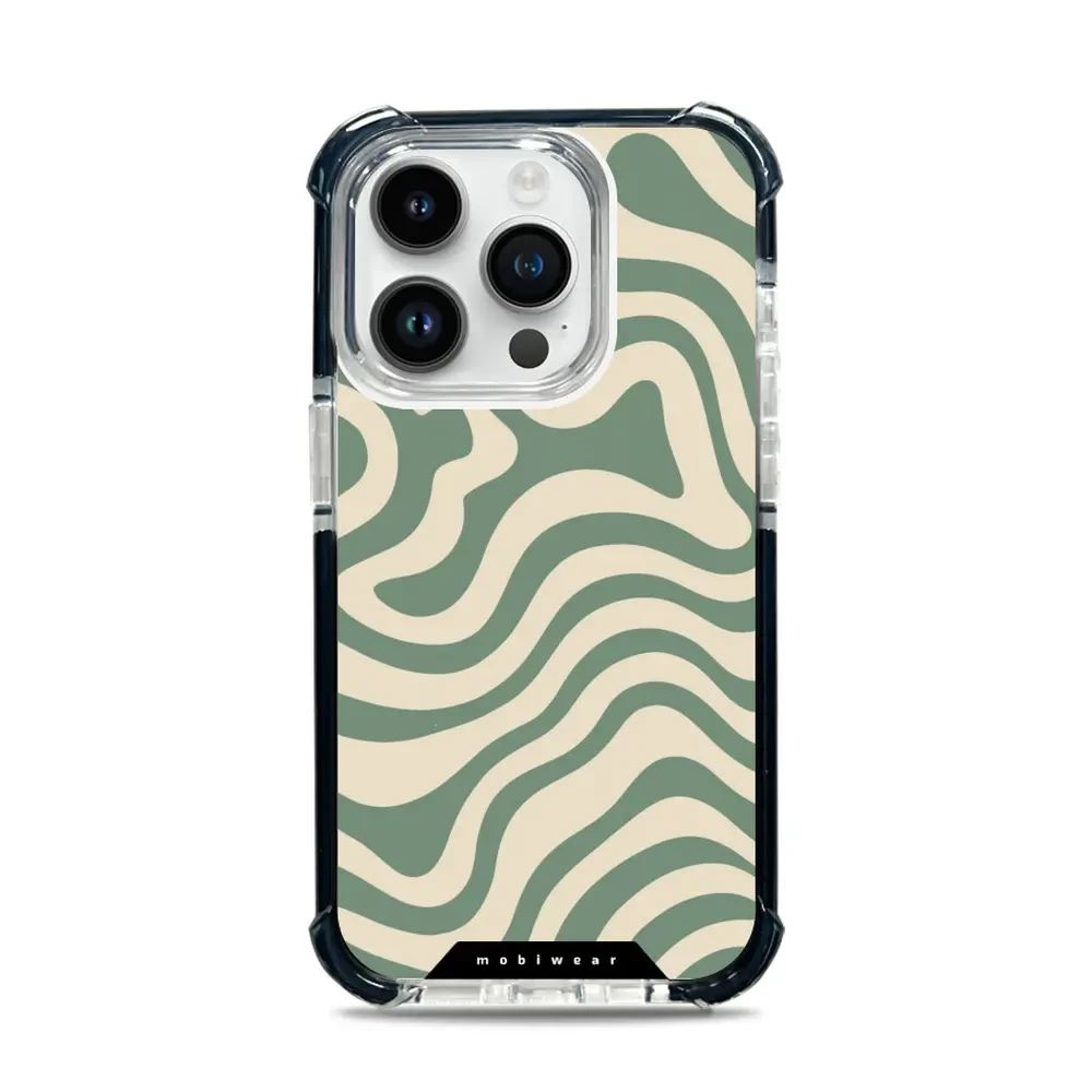 Odolný obal Mobiwear MagSafe Elite Bumper - Apple iPhone 14 Pro - DA57D Zelené a béžové zkrouceniny