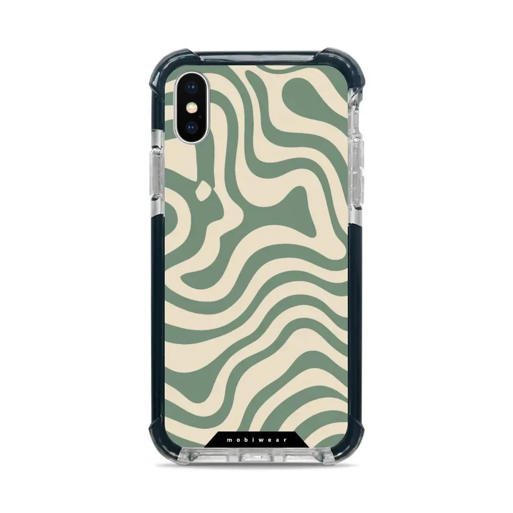 Odolný obal Mobiwear MagSafe Elite Bumper - Apple iPhone X / XS - DA57D Zelené a béžové zkrouceniny