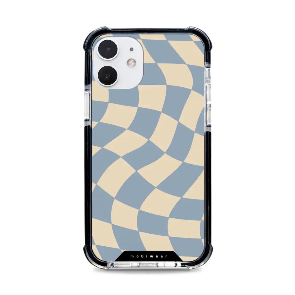 Odolný obal Mobiwear MagSafe Elite Bumper - Apple iPhone 12 / 12 Pro - DA59D Modrá a béžová šachovnice