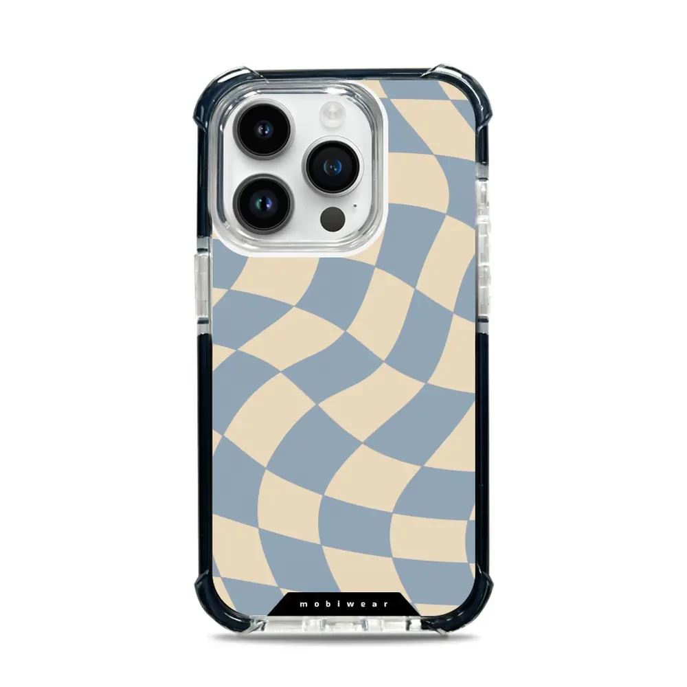 Odolný obal Mobiwear MagSafe Elite Bumper - Apple iPhone 14 Pro - DA59D Modrá a béžová šachovnice