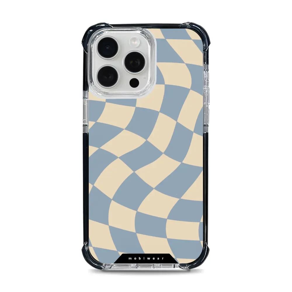 Odolný obal Mobiwear MagSafe Elite Bumper - Apple iPhone 15 Pro Max - DA59D Modrá a béžová šachovnice