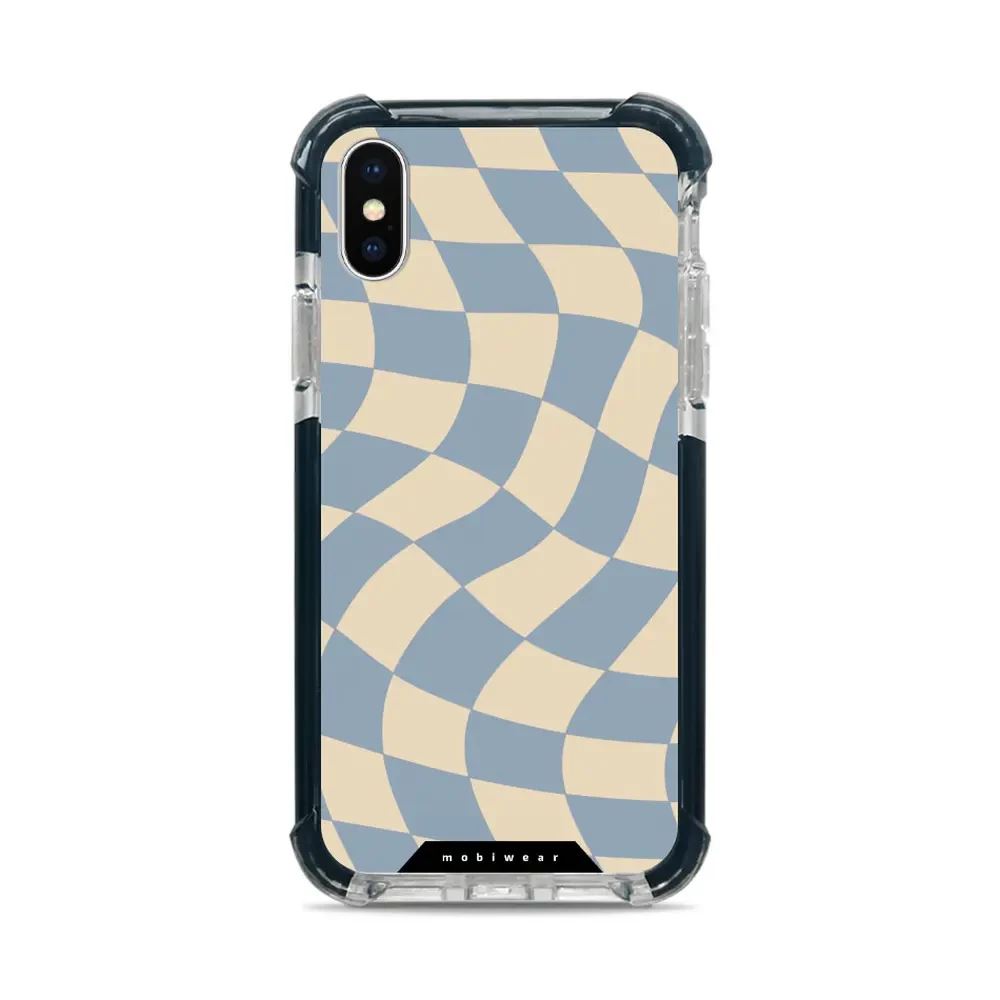 Odolný obal Mobiwear MagSafe Elite Bumper - Apple iPhone X / XS - DA59D Modrá a béžová šachovnice