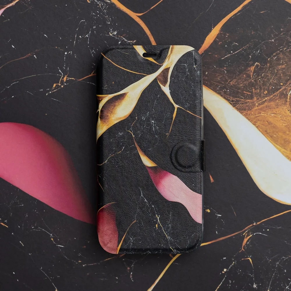 Flipové pouzdro Mobiwear - Samsung Galaxy S24 - VP35S Černý a zlatavý mramor