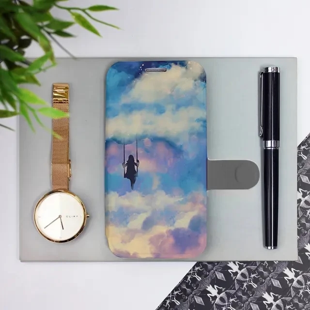 Flipové pouzdro Mobiwear - Samsung Galaxy S24 Plus - MR09S Dívka na houpačce v oblacích