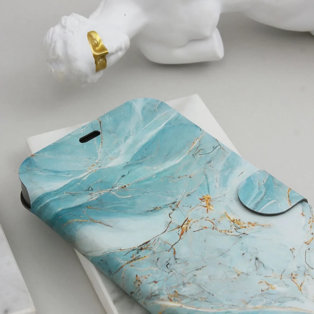 Flipové pouzdro Mobiwear - Samsung Galaxy S24 Plus - VP34S Zelenkavý a zlatavý mramor