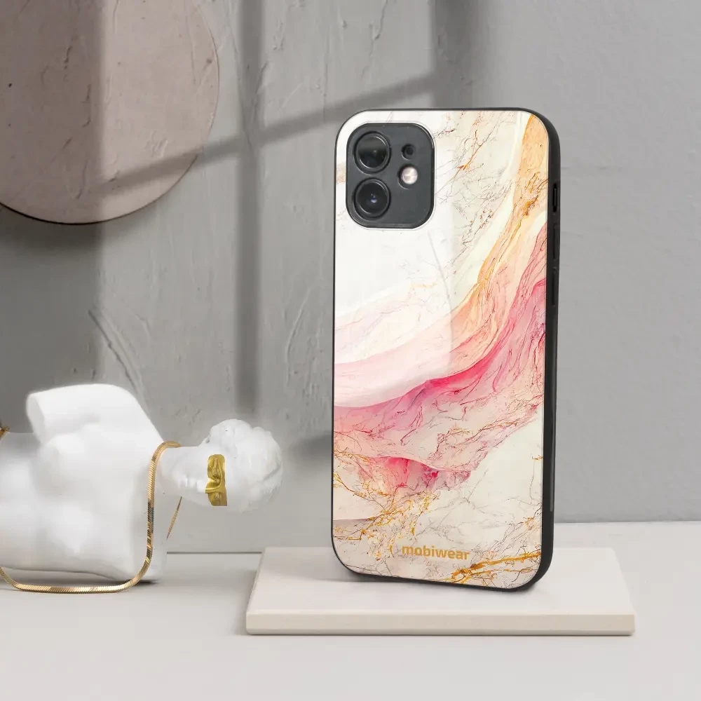 Lesklý kryt Mobiwear Glossy - Samsung Galaxy S24 Plus - G027G - Růžový a zlatavý mramor