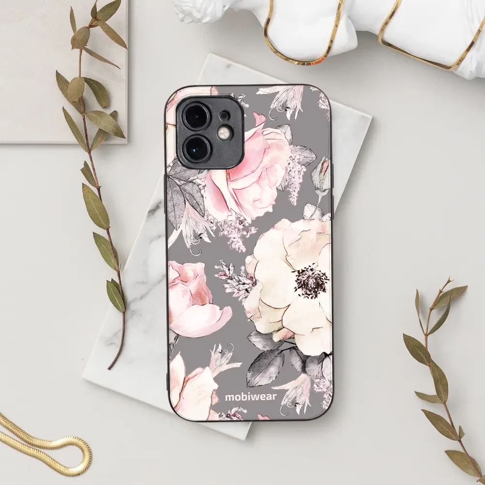 Lesklý kryt Mobiwear Glossy - Samsung Galaxy S24 Plus - G034G - Květy na šedém pozadí