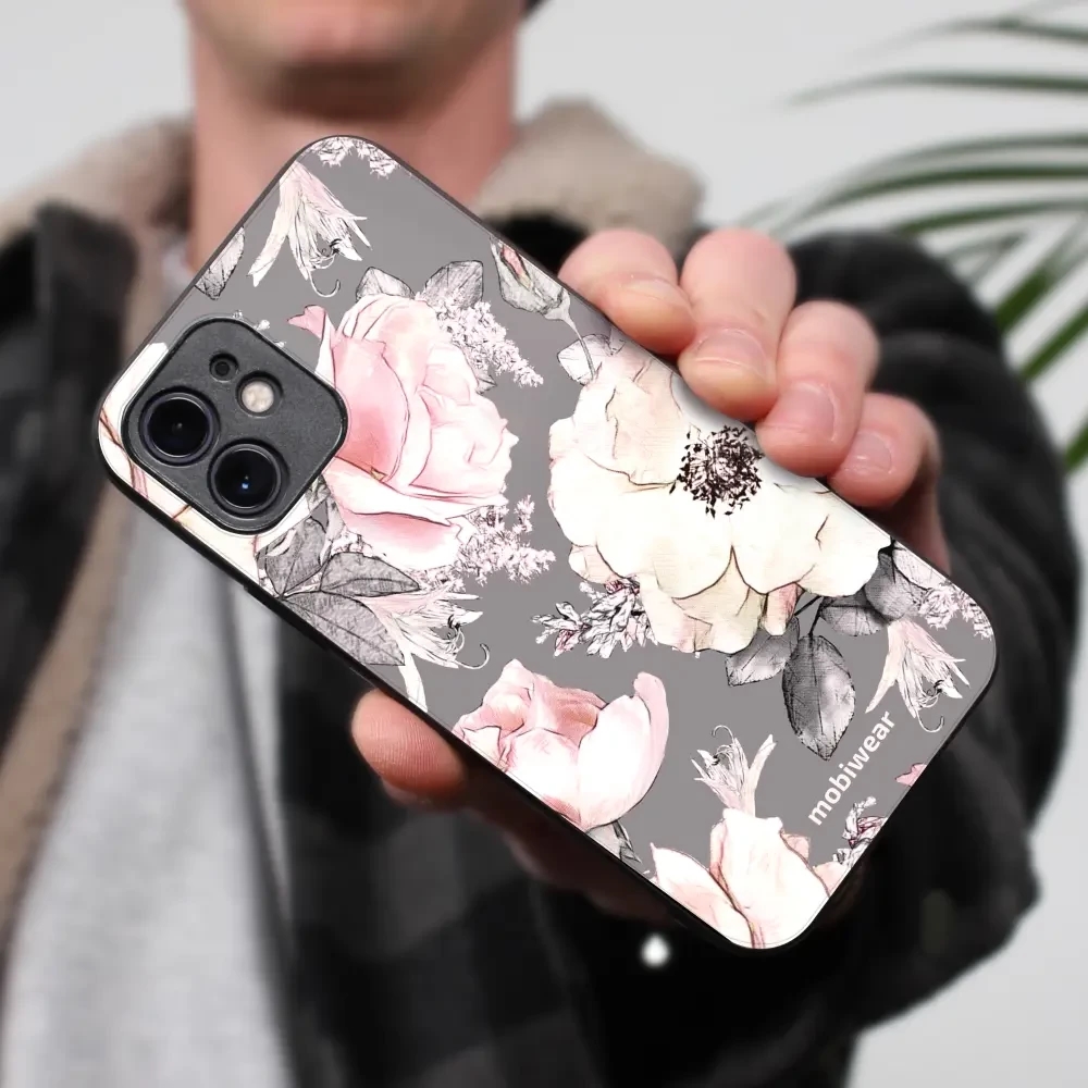Lesklý kryt Mobiwear Glossy - Samsung Galaxy S24 Plus - G034G - Květy na šedém pozadí