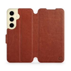 Flipové pouzdro Mobiwear - Samsung Galaxy S24 - Hnědé a šedé