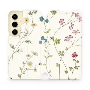 Flipové pouzdro Mobiwear - Samsung Galaxy S24 - MD03S Tenké rostlinky s květy