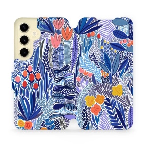 Flipové pouzdro Mobiwear - Samsung Galaxy S24 - MP03P Modrá květena