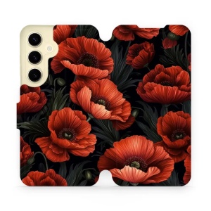 Flipové pouzdro Mobiwear - Samsung Galaxy S24 - VP45S Temné červené květy