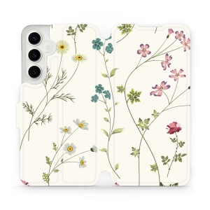 Flipové pouzdro Mobiwear - Samsung Galaxy S24 Plus - MD03S Tenké rostlinky s květy
