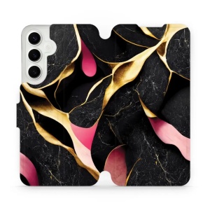 Flipové pouzdro Mobiwear - Samsung Galaxy S24 Plus - VP35S Černý a zlatavý mramor - VÝPRODEJ