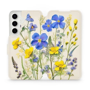 Flipové pouzdro Mobiwear - Samsung Galaxy S24 Plus - VP41S Modré a žluté kvítky